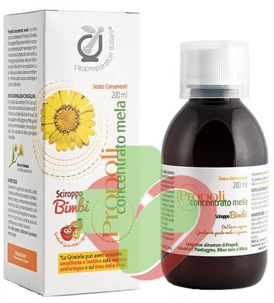 Fitopreparatori Italiani  Propoli in Concentrato Mela  Gola  Sciroppo 200 ml