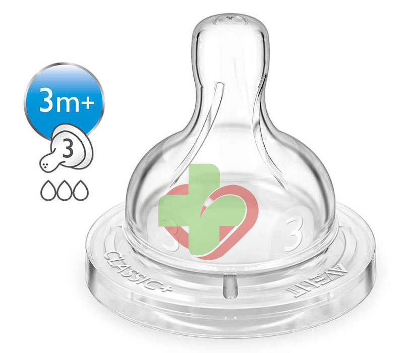 Avent Linea Allattamento Neonato 2 Tettarelle Classic+ Flusso Medio 3 Fori 3m+