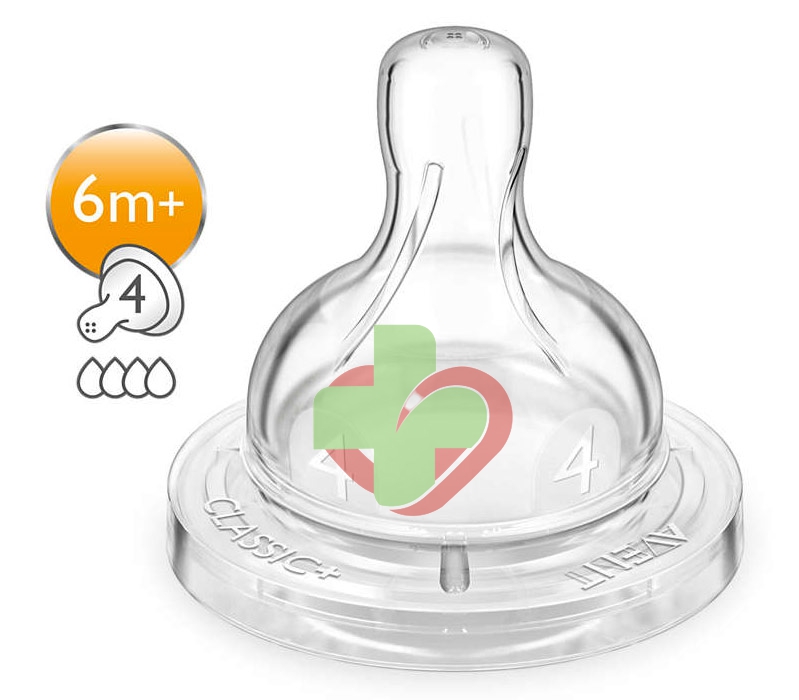 Avent Linea Allattamento Neonato 2 Tettarelle Classic+ Flusso Veloce 4 Fori 6m+